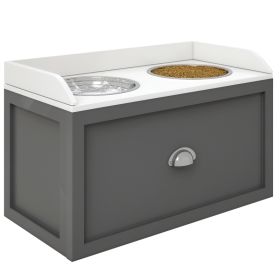 Pet Feeding Station Pet Dish Bowl Set with Storage, 2 Elevated Dog Bowls for Large Sized Dogs, Gray (Option: Gray-690x385x180 mm)