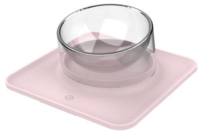 Pet Life 'Surface' Anti-Skid and Anti-Spill Curved and Clear Removable Pet Bowl (Color: PINK)