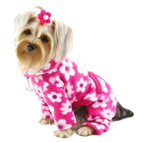 Full Blossom Fleece Turtleneck Pajamas (Color: PINK, size: XL)